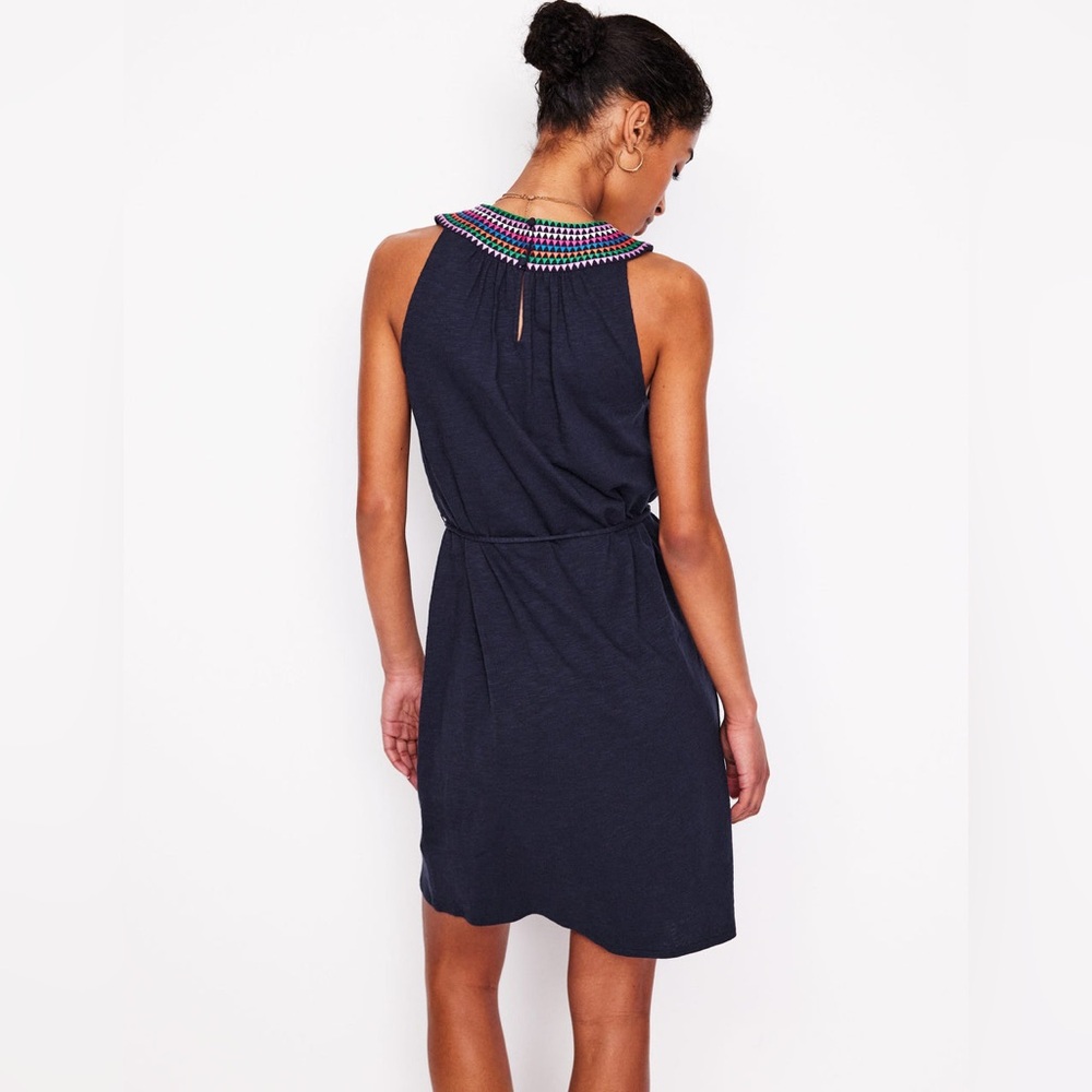 Boden Eleni Embroidered Short Dress Navy Women’s Size 4 Regular - Picture 5 of 13